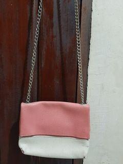 Pink and White Sling Bag
