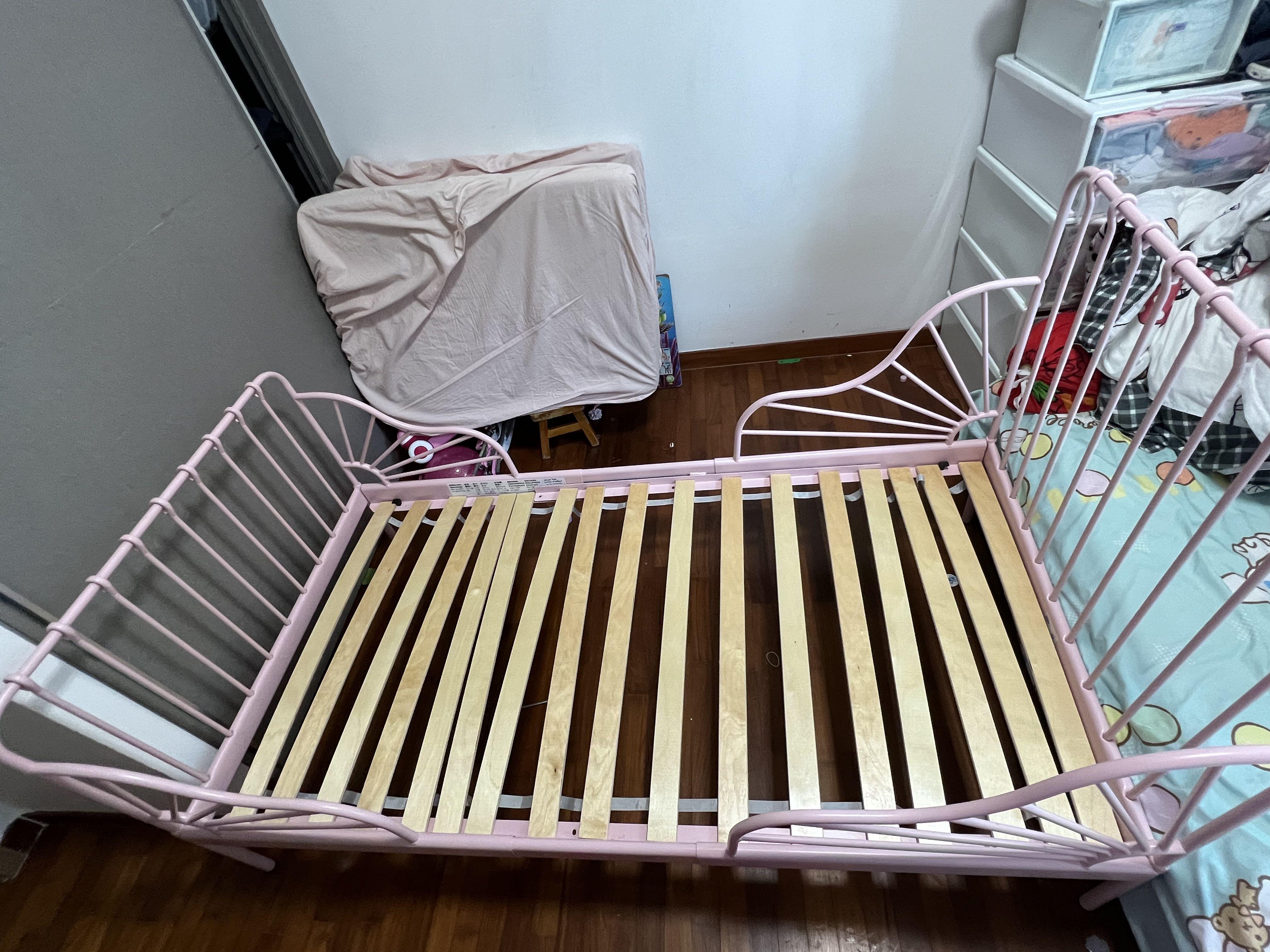Pink Minnen extendable bed ikea, Babies & Kids, Baby Nursery & Kids