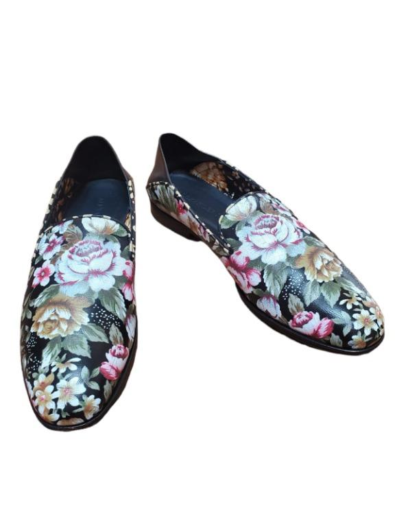 RARE ALEXANDER MCQUEEN LOAFERS FLORAL LEATHER SHOES MULTI COLORED