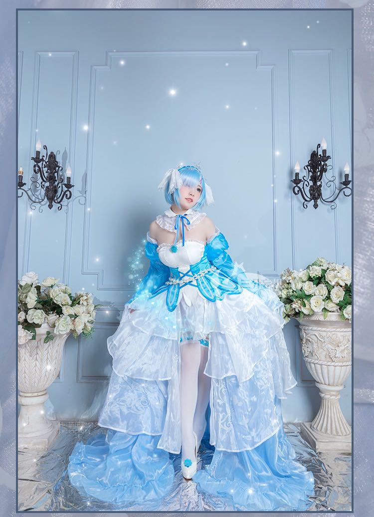 Re:Zero Rem Crystal Gown Cosplay Costume Wig Anime, Hobbies & Toys ...