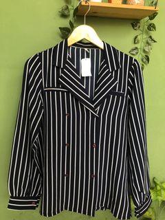 Stripe pattern shirt ( blazer style button) / kemeja / kemeja motif