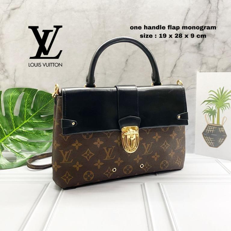 Auth Louis Vuitton One Handle Flap Bag MM Monogram, Fesyen Wanita