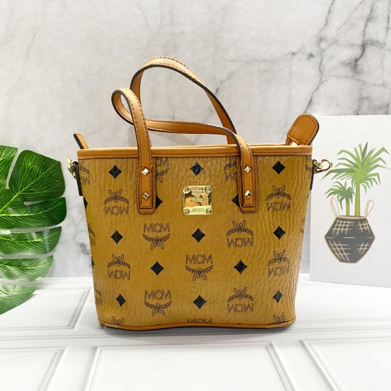 Tas MCM Anya Cognac Top Zip Visetos Brown Barang Mewah Tas