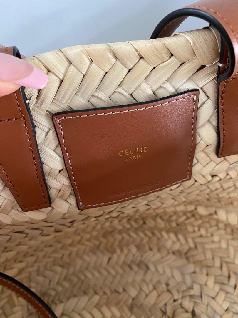 Celine Tan Raffia and Leather Triomphe Classic Panier Tote Celine