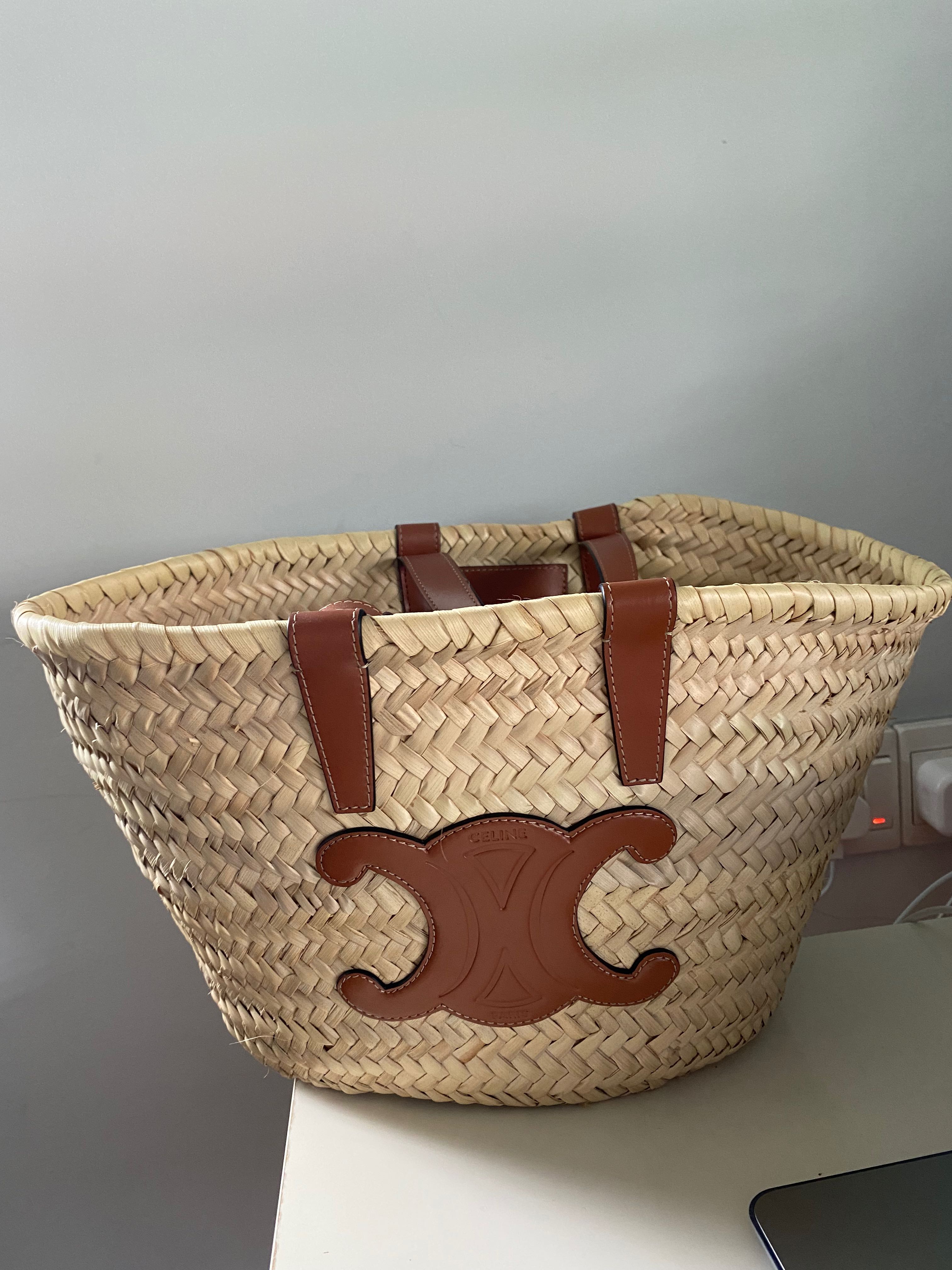 MEDIUM CELINE CLASSIC PANIER in palm leaves and Calfskin