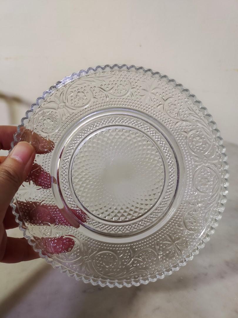 Vintage glass dessert plates, Furniture & Home Living, Kitchenware