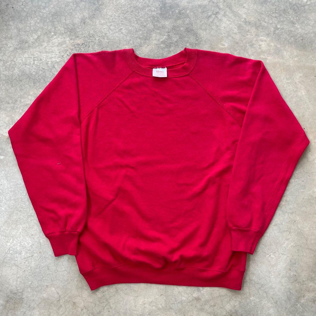 Vtg 90s Hanes Blank Red Crewneck 