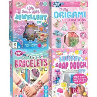 Zap! Extra Sew Sew Felt Craft/Too Cute Erasers/ DIY Putty Lab/Pom-Pom Forest Friends/Find Your Vibe Jewellery/Squishy Soap Dough /BFF Bracelets/Pretty Origami Decorations Kit (Hinkler)