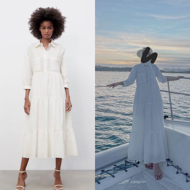 Zara Long Sleeves Cotton Dress XS
