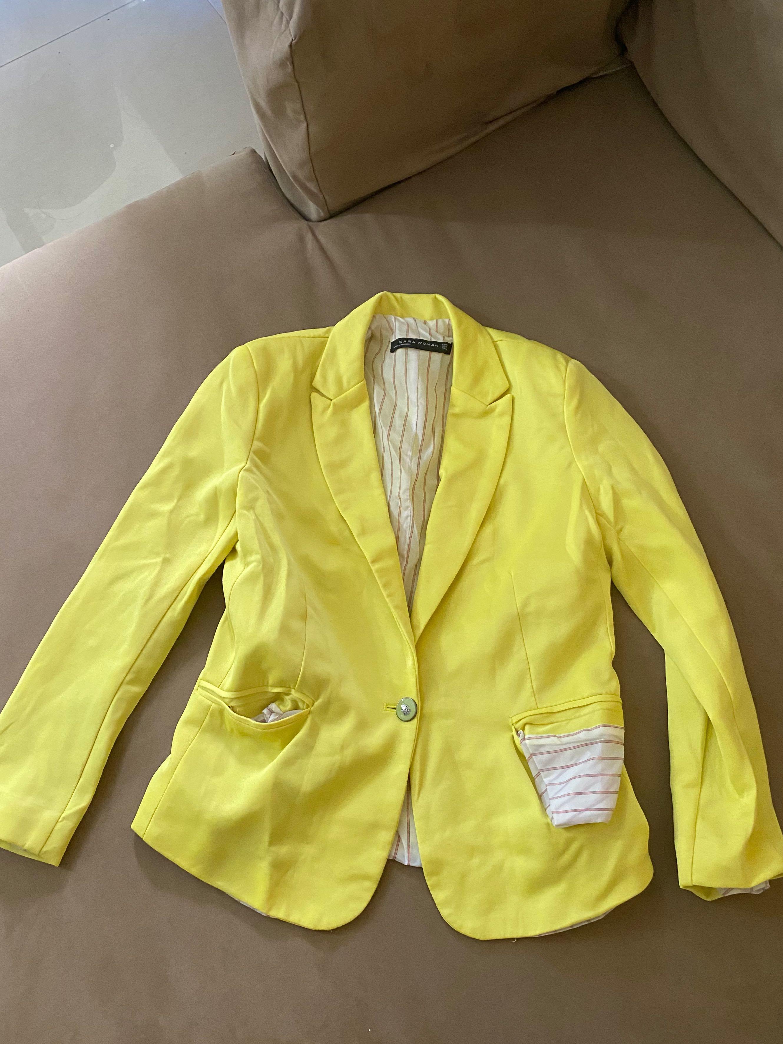 zara basic yellow blazer