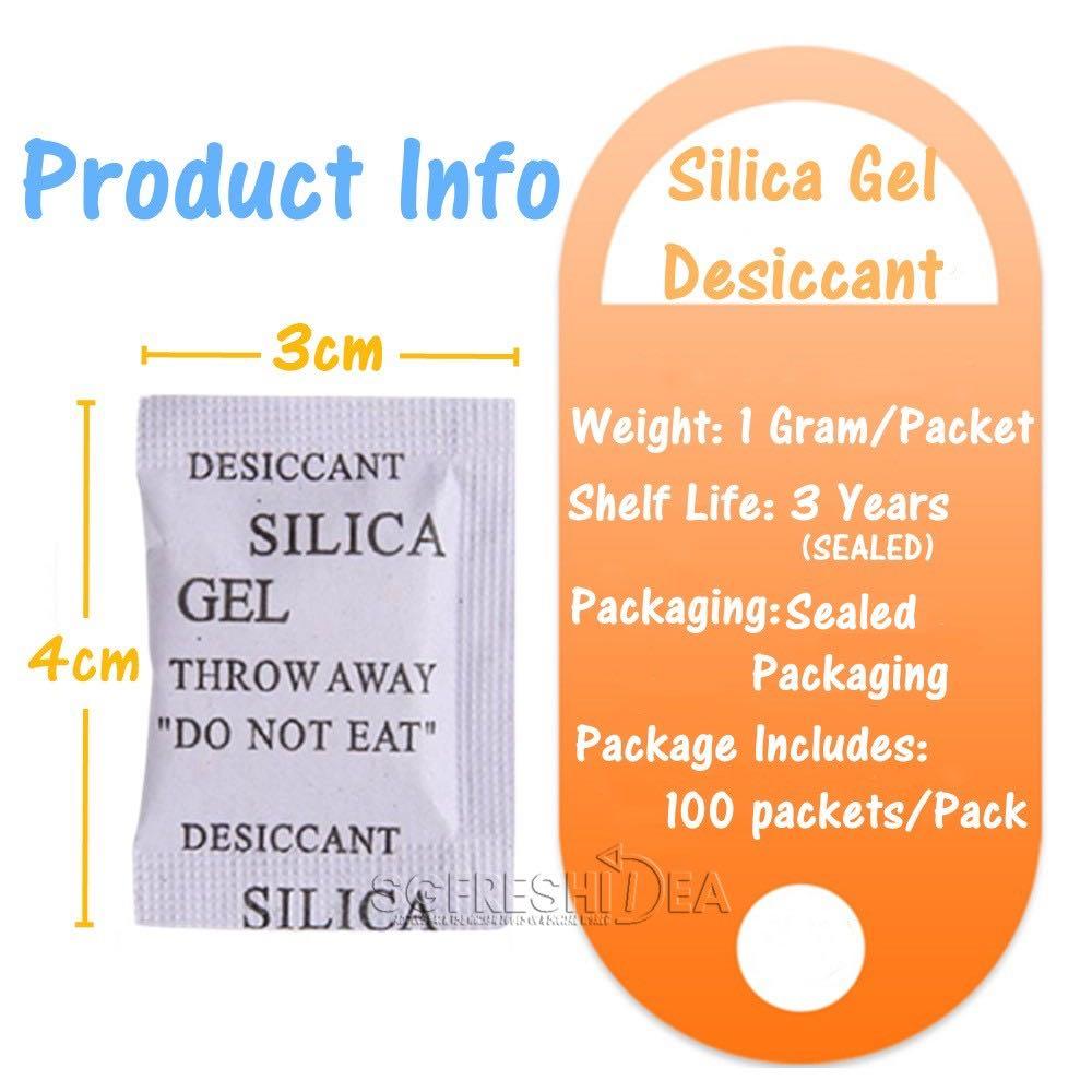 1g/100 Pack Silica Gel Packets Food Grade Safe Color Changing Sealed