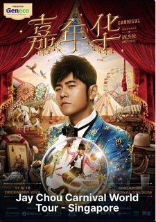 2x Jay Chou Front Tickets - Carnival World Tour 2022 CAT 2