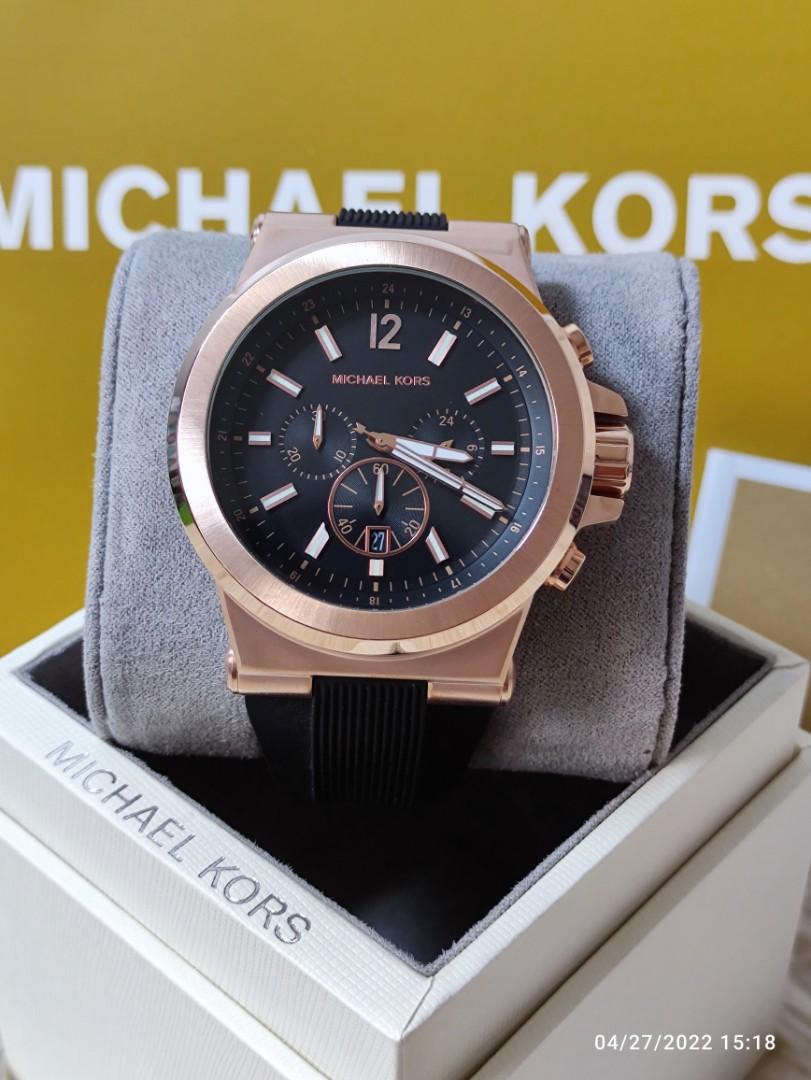Authentic MK Rosegold Rubber strap Watch (Category: Men's Watches) located in Bulacan. Submitted by watchabagsph2.0 (Listing ID 1173767395, Image 2). Description: ✔️ ORIGINAL/ Authentic ✔️Brandnew ✔️Complete Inclusions: Original Box, Manual, Paper Bag 📌With Seller warranty 💯 Legit Check in any watch service center 💯Pawnable on selected pawnshops.