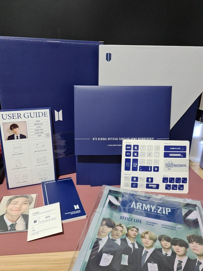 BTS 8th ARMY Membership Kit (Category: K-Wave Merchandise) located in Mandaluyong City. Submitted by shopnottaken (Listing ID 1173882753, Image 1). Description: BTS 8th ARMY Membership Kit Condition 10/10 Inclusions: ALL - Box - User Guide - Magazine - Photocards - ID Photo - Memo Pad - Poster - Sticker Set - File Case ✅️ On hand SF c/o buyer via GGX/SDD MOP Gcash/BDO/UnionBank.