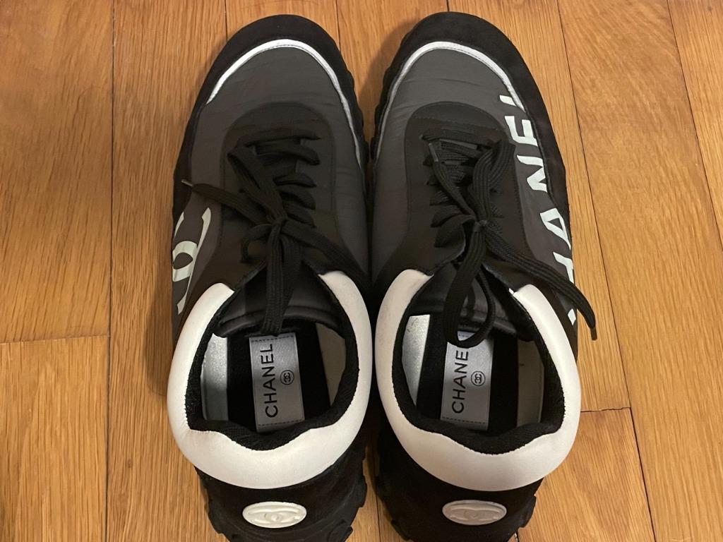 Chanel Nylon and Calfskin Sneakers Grey Black
