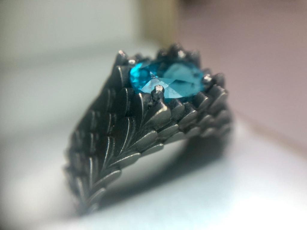 DRAGO DRAGON SCALES GEMSTONE RING BLUE OVAL AU359 DRAGON SCALE