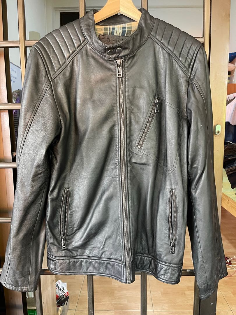 Esprit real leather biker jacket clearance