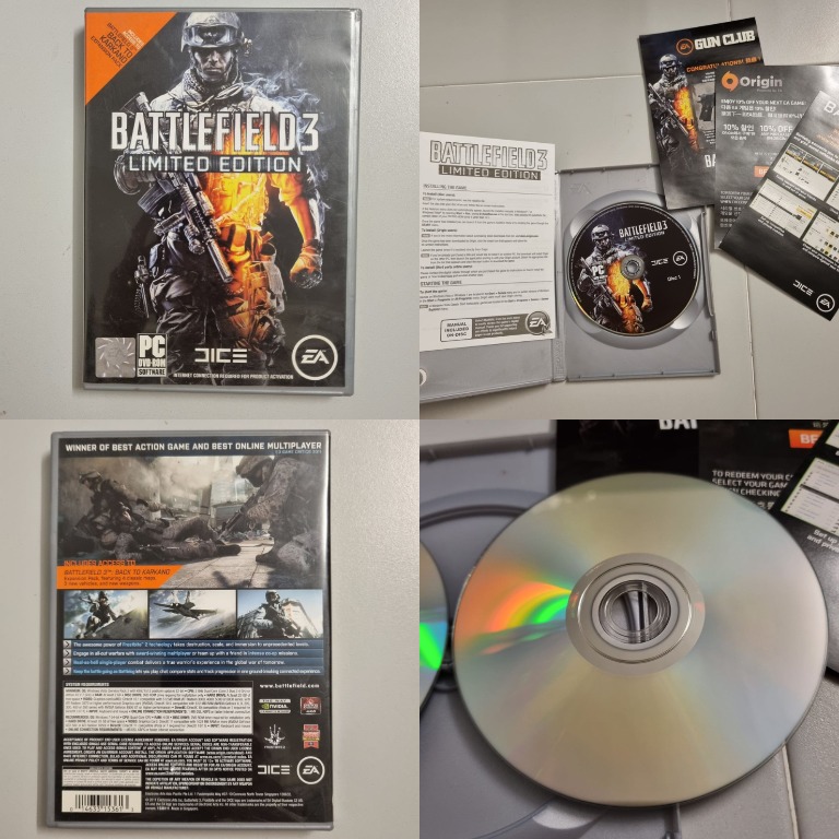 free shipping - Battlefield 3 Limited Edition by Electronics Arts EA |  Windows PC DVD-rom DICE (disc 1 and 2) in pristine condition, with CD key,  see pictures to believe | First-person