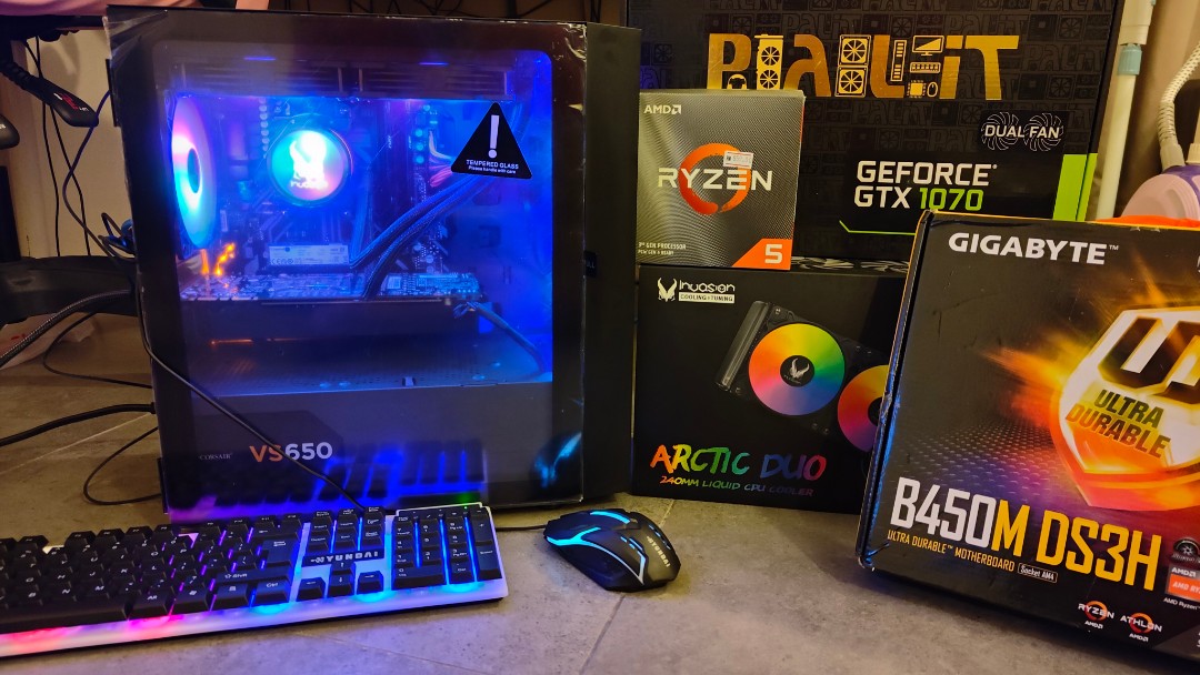 Full Set Gaming PC Computer with New Parts. Ryzen 5 3600, 16GB RAM, GTX