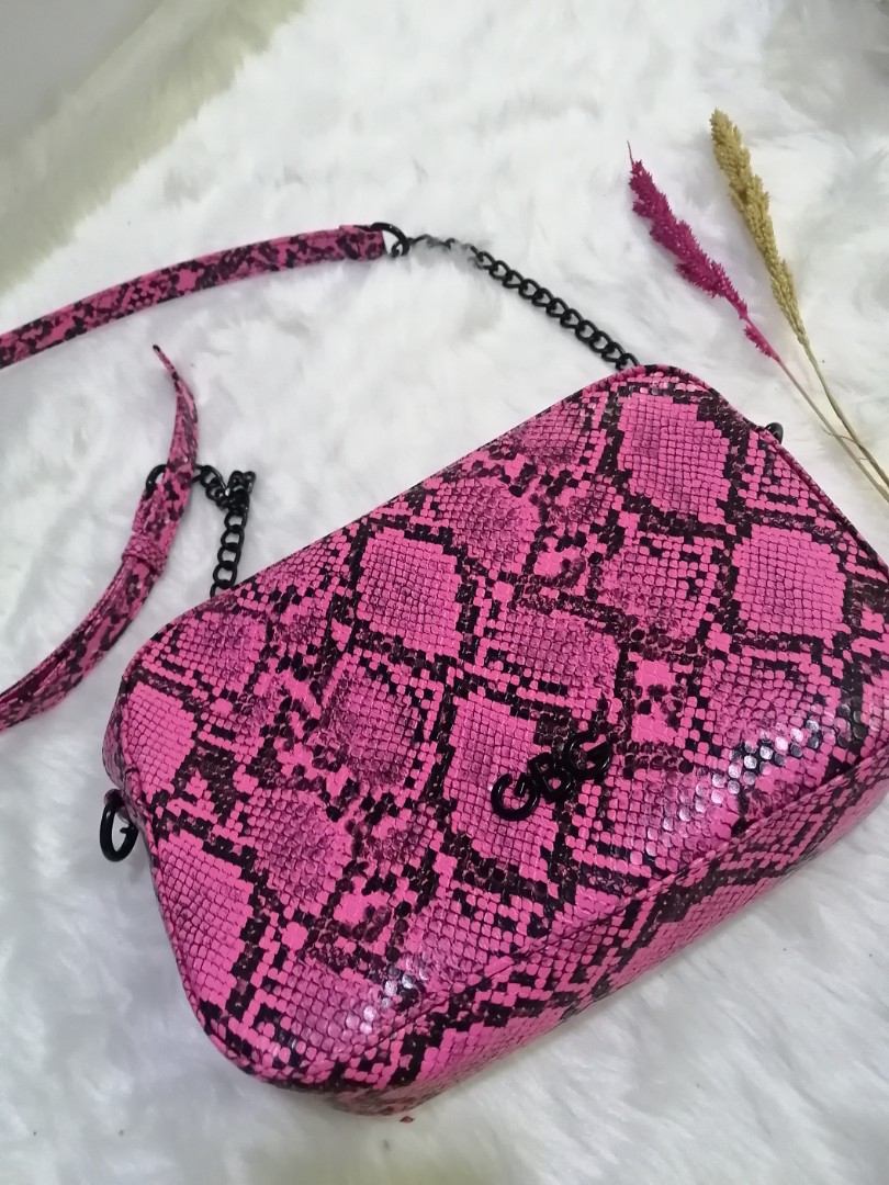 Pink snake print purse sale
