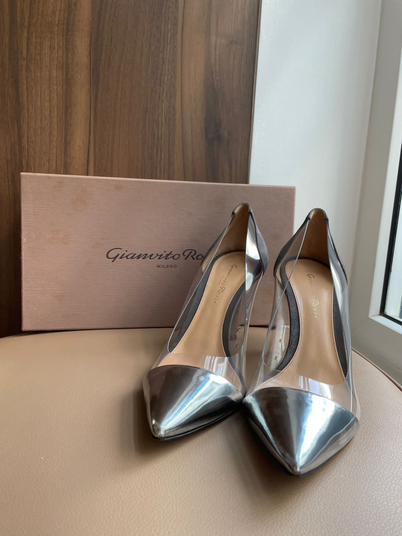 Gianvito Rossi Plexi 85 Grey Women s Fashion Footwear Heels on