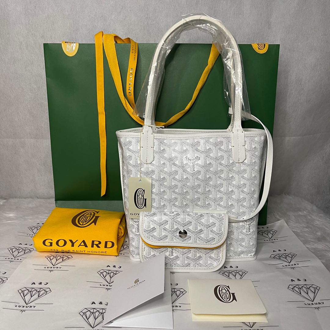 Goyard Mini Anjou in White, Luxury, Bags & Wallets on Carousell