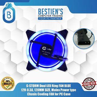 G-STORM Dual LED Ring FAN BLUE ,12V-0.3A, 120MM SIZE, Molex Power type , Chasis Cooling FAN for PC Case