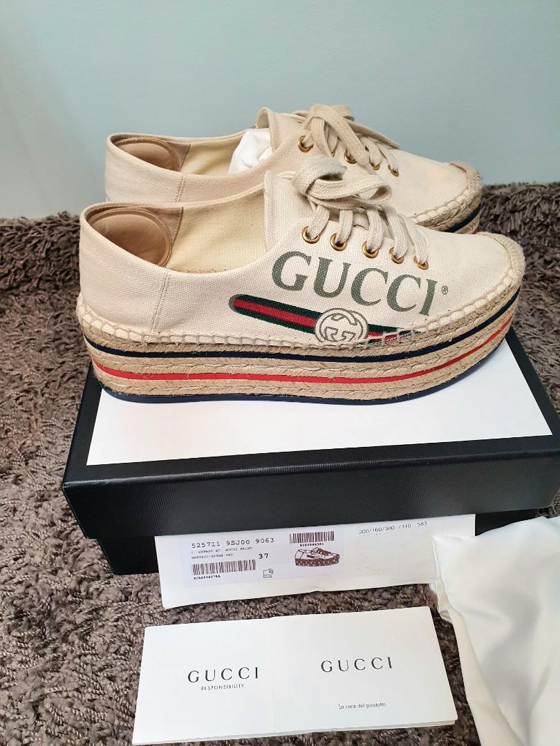 Gucci logo hot sale platform espadrille
