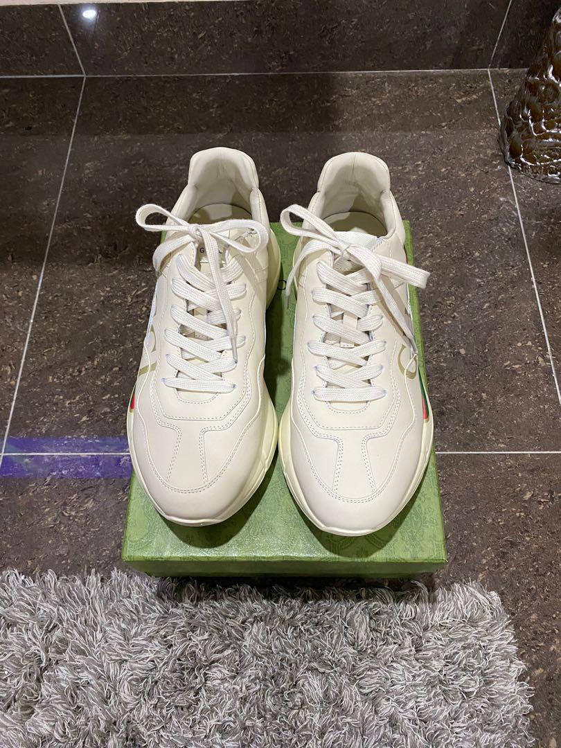 Rhyton gucci print leather trainer on sale
