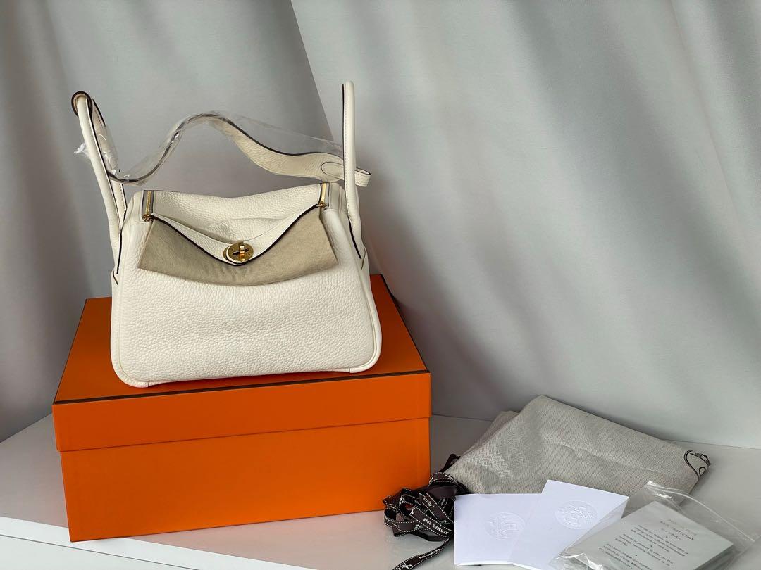 Hermes Lindy 26cm Etoupe Clemence Gold Hardware