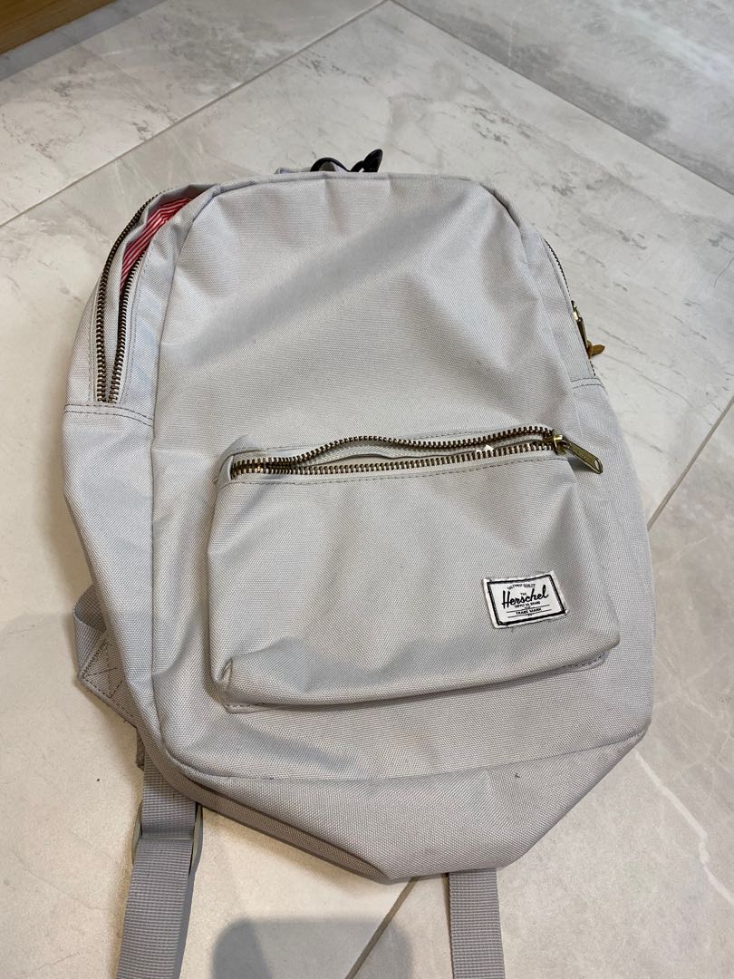 Herschel light grey backpack, Men's Fashion, Bags, Backpacks on Carousell