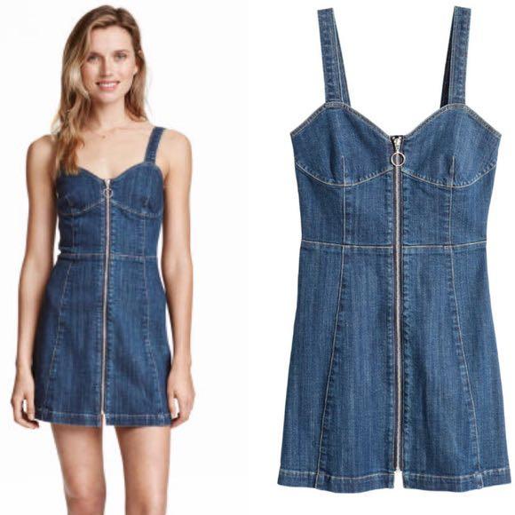H&m denim 2024 zip dress