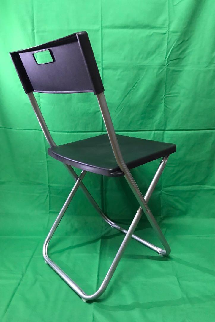 IKEA GUNDE Black Folding Chair 黑色摺椅, 傢俬＆家居, 傢俬, 椅子 Carousell