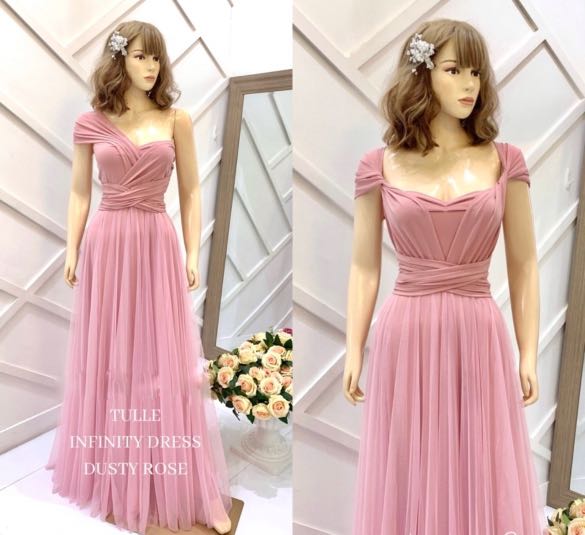 Infinity Tulle Dress Dusty Rose Bridesmaid Maxi Long Dress