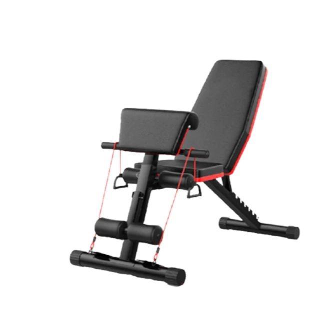 Instock - Multi-Function Bench (Category: Other Sports Equipment and Supplies) located in Singapore. Submitted by harefitness (Listing ID 1173846584, Image 1). Description: - Product weight: 12KG - Bench Material: PU leather with breathable design, installed on laser-cut fully welded steel. - Comes with 2 individual resistance bands and handles attached at the base. - Dimension: 130CM x 42CM x 102CM - Can load up to 150KG on the bench - Partially