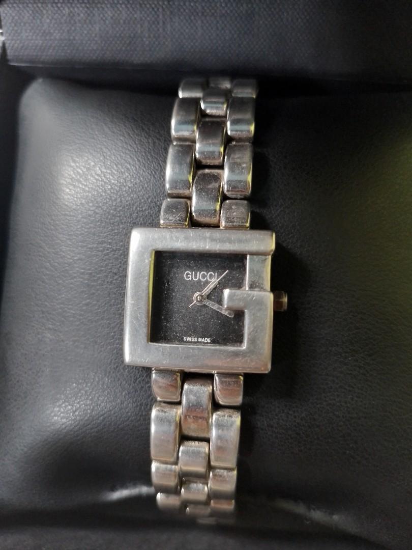 稼働 GUCCI 腕時計 3600L スクエア Gベゼル ステンレス 552 稼動】 グッチ 腕時計 3600J Gタイムレス シルバー 新品電池