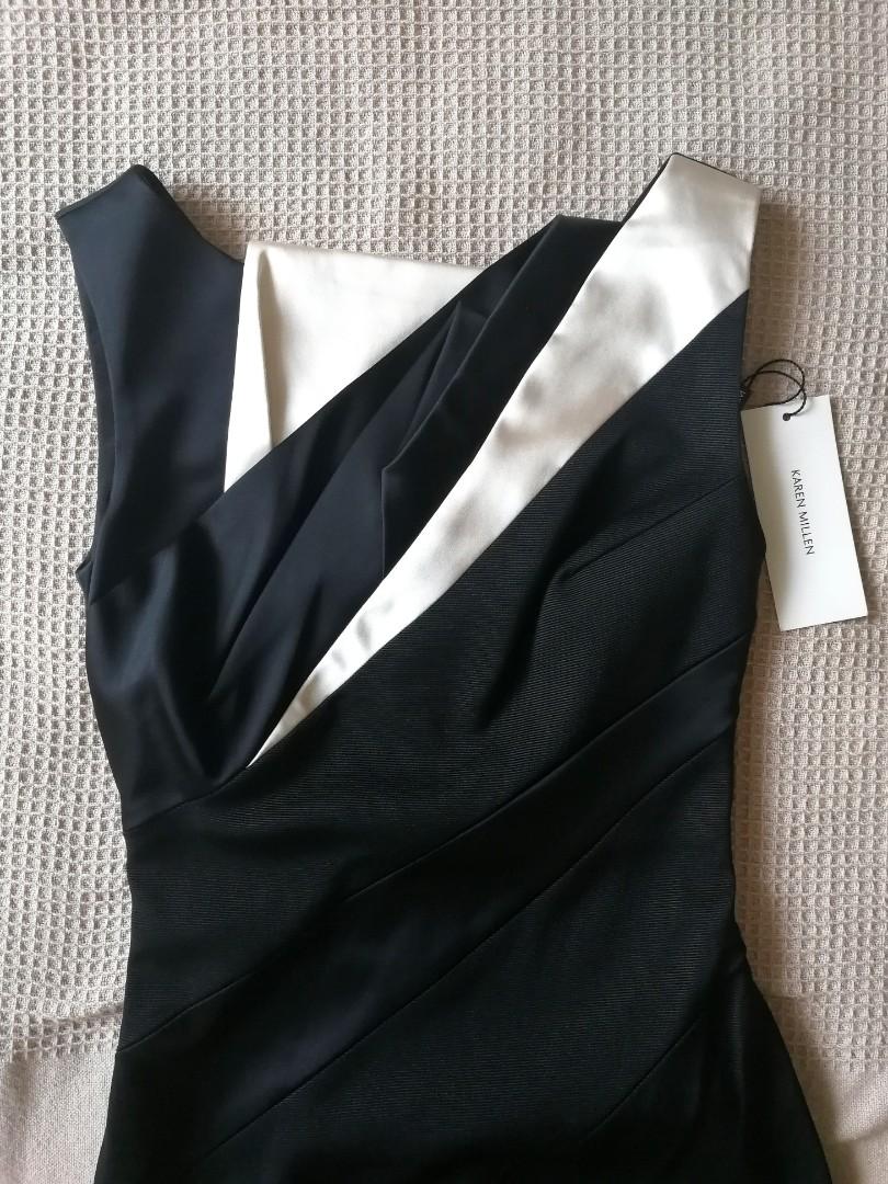 Karen millen black best sale and white dress