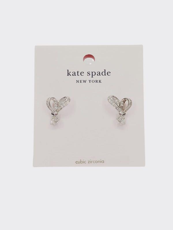 Kate Spade All Tied Up Pave Studs Earrings in Clear/Silver, Luxury,  Accessories on Carousell