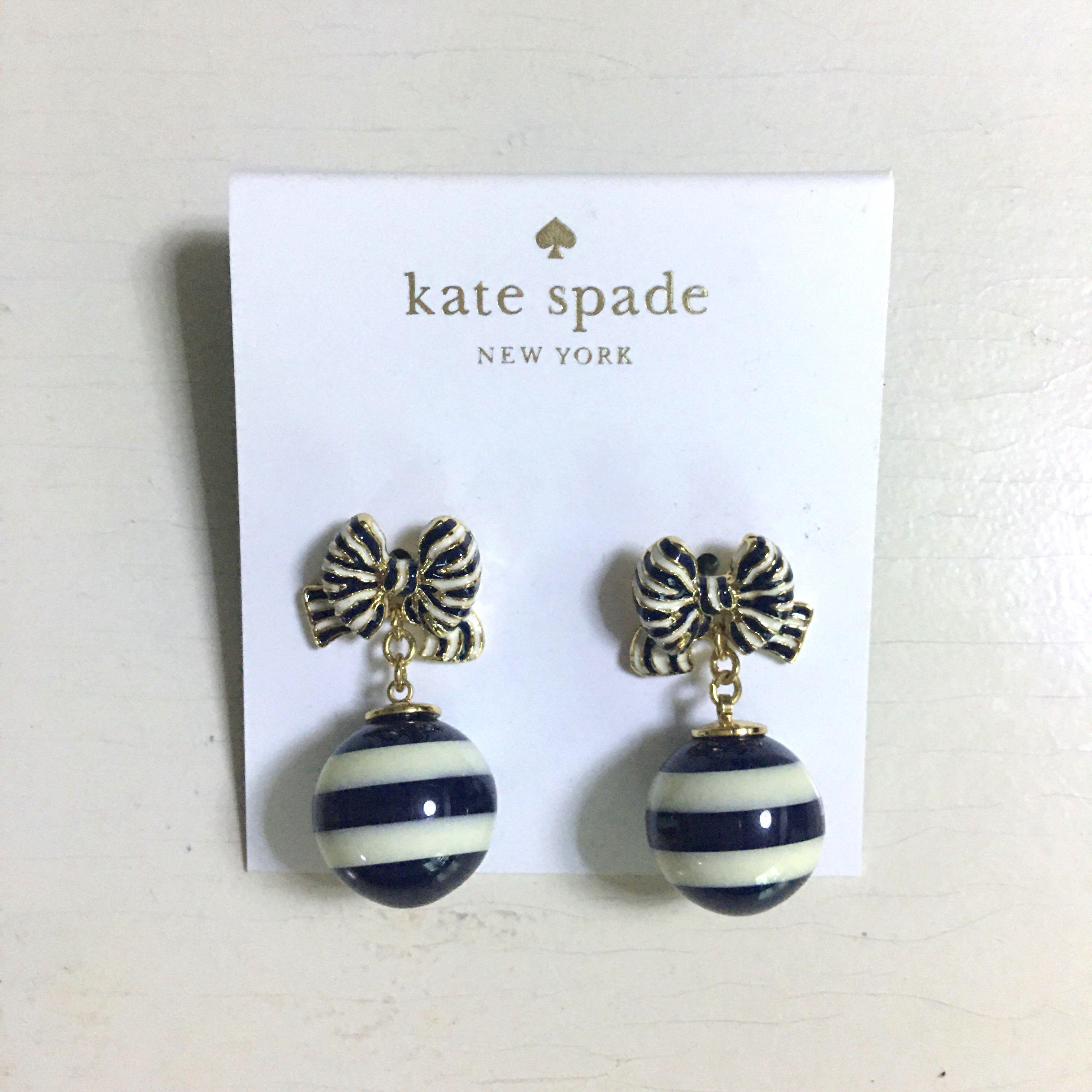 Kate Spade Earrings KS Ribbon Navy Stripe