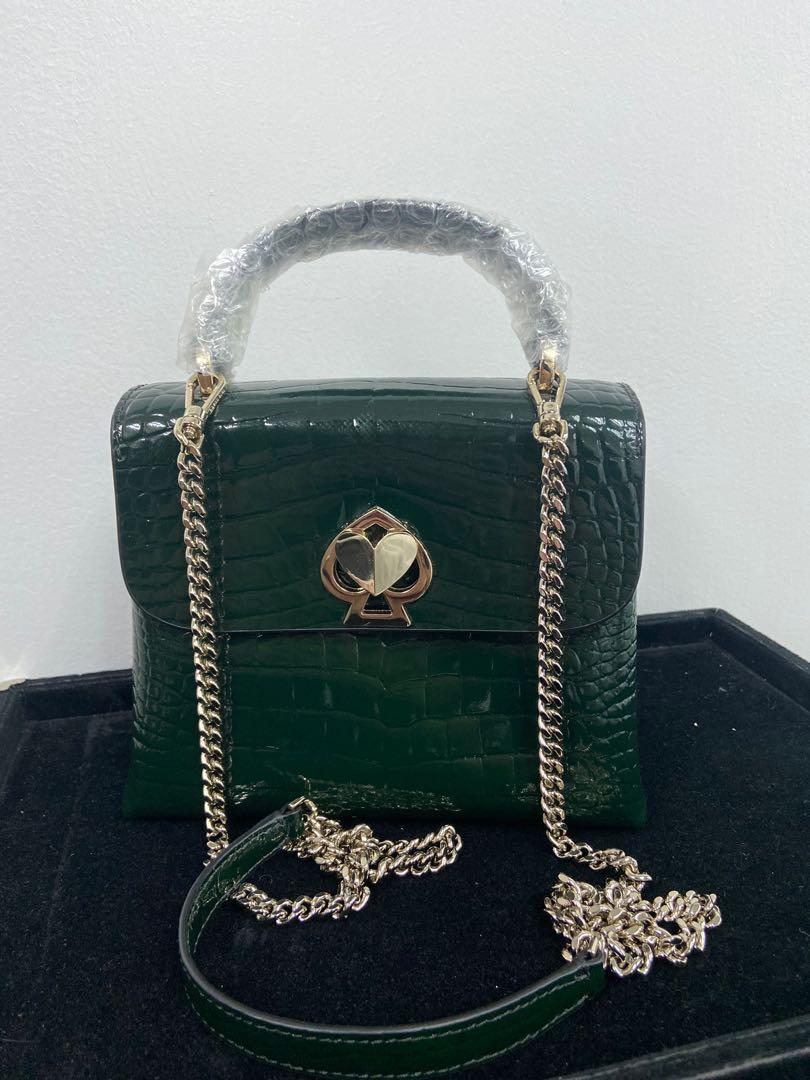 kate spade, Bags, Kate Spade Green Crocodile Handbag With Top Handle And  Crossbody Strap