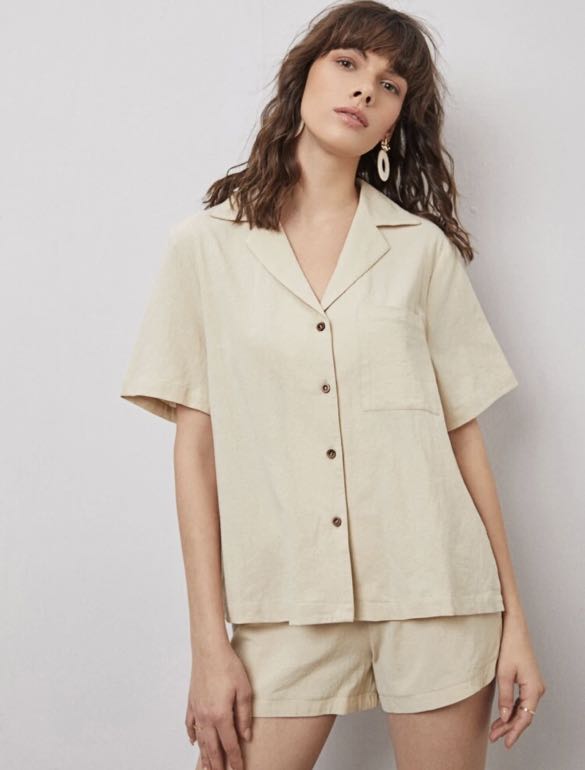 Linen coordinates (polo and shorts) in beige, Women's Fashion, Dresses ...