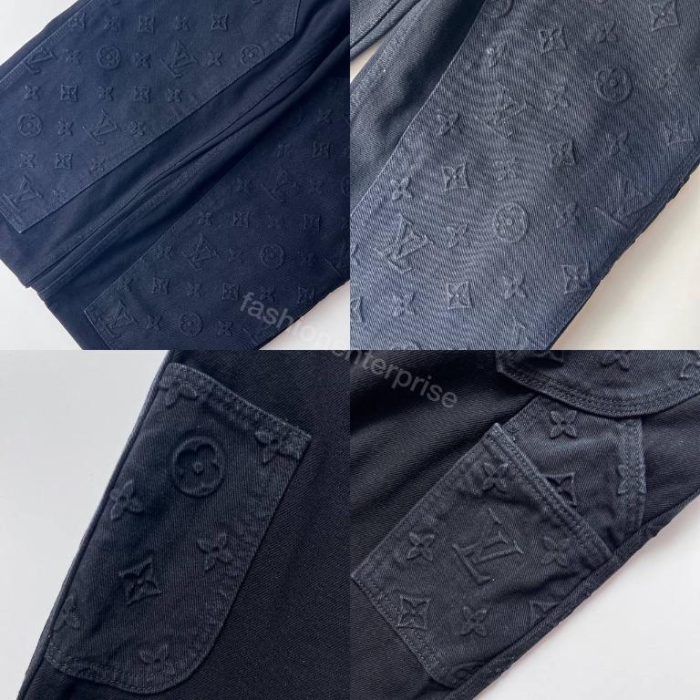 Louis Vuitton Monogram Detail Carpenter Denim Pants Black