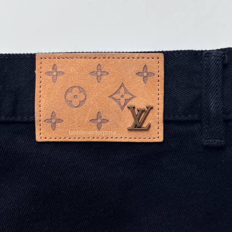 Louis Vuitton Monogram Detail Carpenter Denim Pants Black