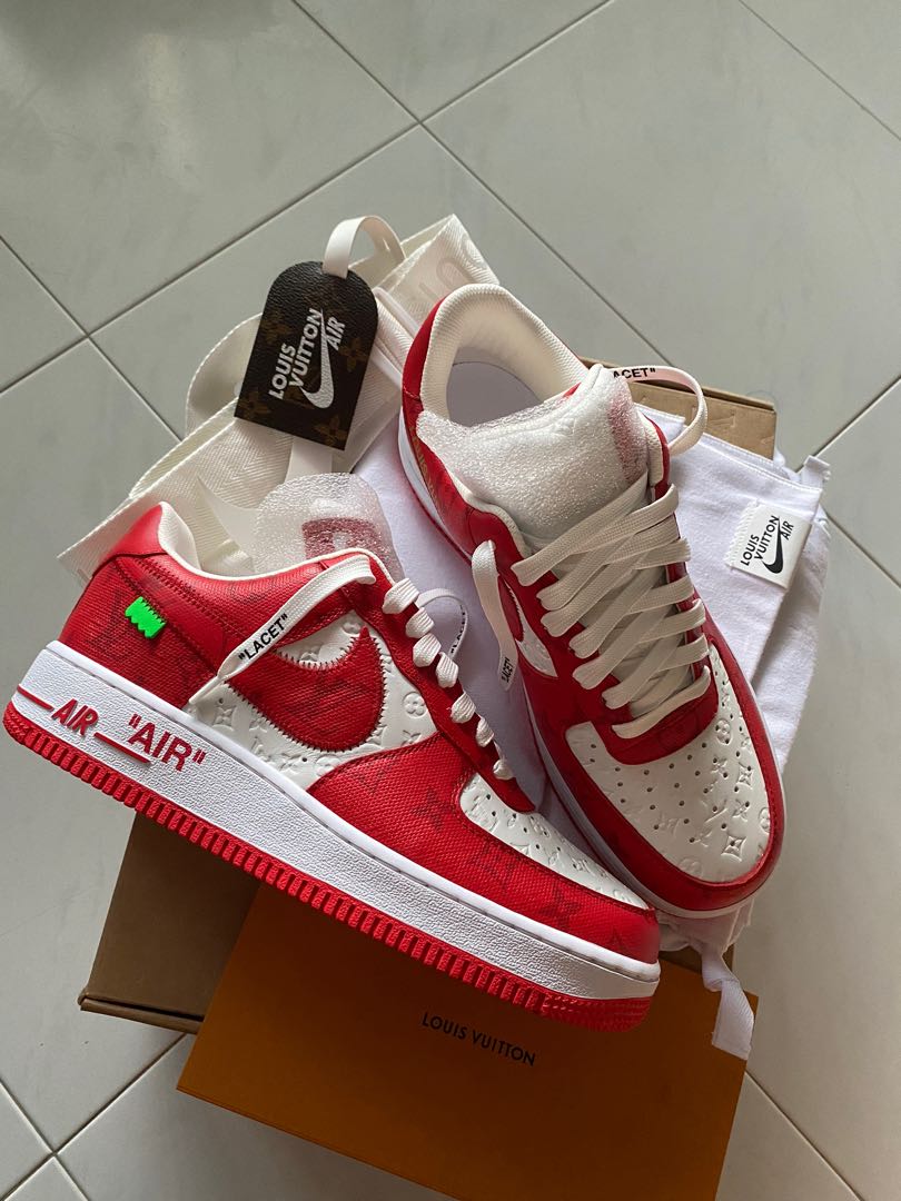 Louis Vuitton x Air Force 1 Low White Comet Red