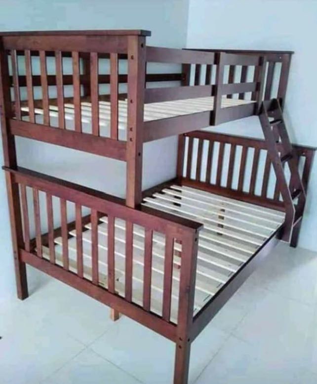 MALAYSIAN WOOD BED FRAME DOUBLE DECK, Furniture & Home Living