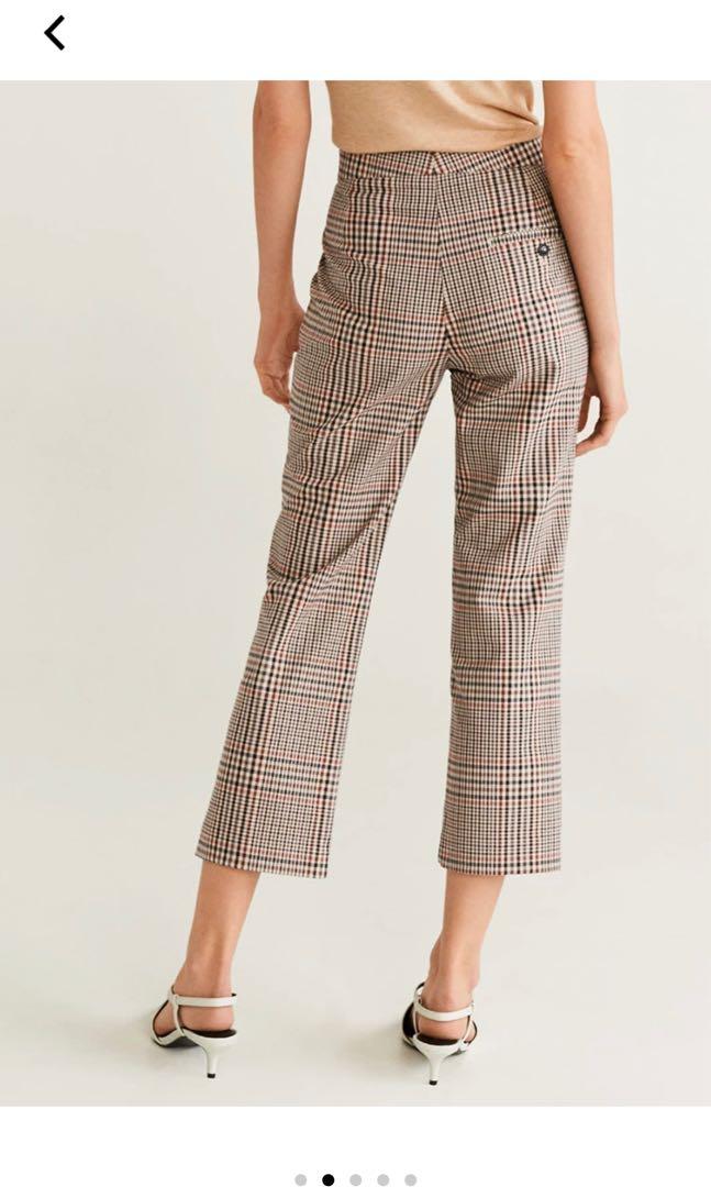 Mango checkered print straight leg trousers Women s Fashion