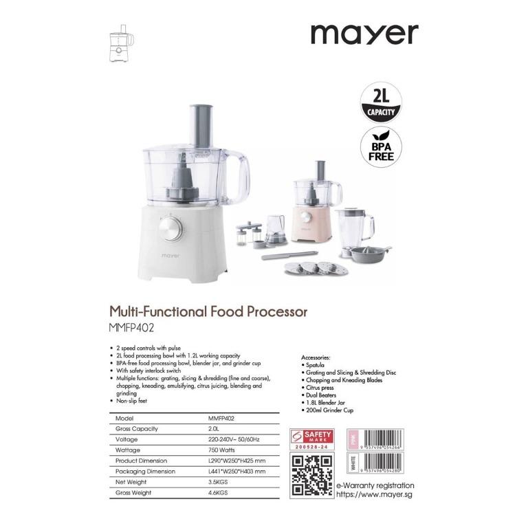 Mayer 2L MultiFunctional Food Processor (MMFP402), Furniture & Home