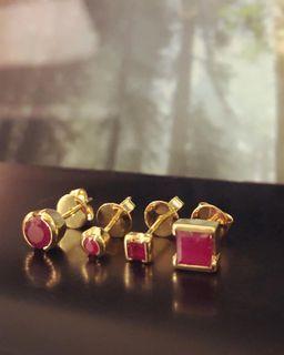 Natural Ruby Stud Earring