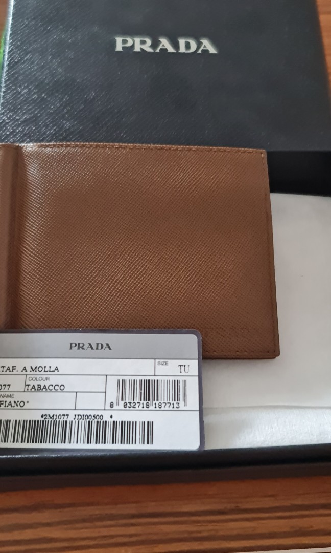 PRADA Money clip 2M1077 leather Brown Used unisex