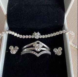 SALE🥰 PANDORA MINNIE MOUSE TENNIS BRACELET 2100 -- MINNIE AND MICKEY MOUSE STUD EARRING 950 , MICKEY MOUSE RING 950 , WISHBONE RINGS 950 EACH.  WILL GIVE DISCOUNT IF YOU PURCHASE MORE 🥰